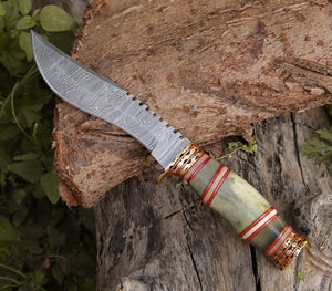 Mythic Kukri Knife with Bone & Brass Handle