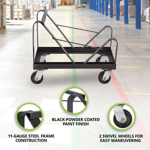 NPS Powder Coated Steel Stackable Chair Dolly for 40 8500 Series Chairs, Black