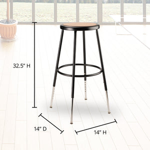 National Public Seating 6200 Series Heavy Duty 32.5" Adjustable Stool, Black