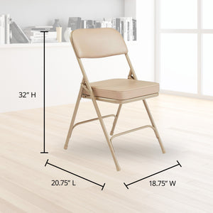 NPS 3200 Series 2" Cusion Vinyl Upholstered Office Folding Chair, Beige, 2 Pack - TRAPSKI