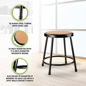 National Public Seating 6200 Series 18" Steel Stool Supports 500 Pounds, Black