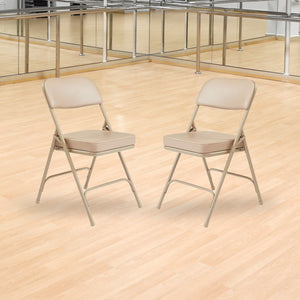 NPS 3200 Series 2" Cusion Vinyl Upholstered Office Folding Chair, Beige, 2 Pack - TRAPSKI