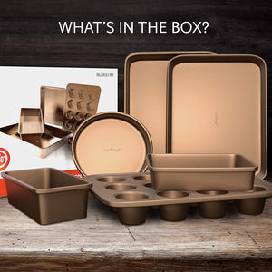 NutriChef Kitchen Oven Non Stick Carbon Steel Tray Sheet 6 Piece Bakeware Set