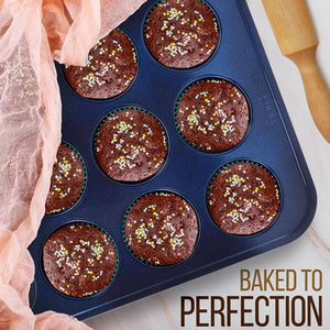 NutriChef 6 Piece Non Stick Kitchen Oven Carbon Steel Baking Pans, Blue Diamond