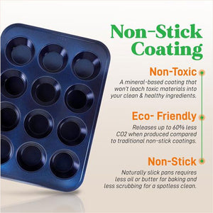 NutriChef 6 Piece Non Stick Kitchen Oven Carbon Steel Baking Pans, Blue Diamond