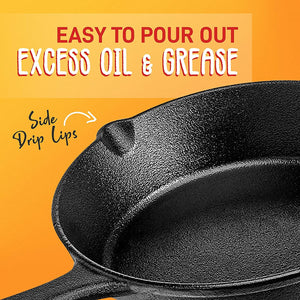 NutriChef Non Stick Pre Seasoned Cast Iron Skillet Frying Pan, 3 Piece Set