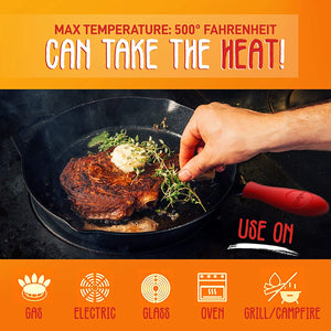 NutriChef Non Stick Pre Seasoned Cast Iron Skillet Frying Pan, 3 Piece Set