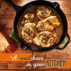 NutriChef Non Stick Pre Seasoned Cast Iron Skillet Frying Pan, 3 Piece Set