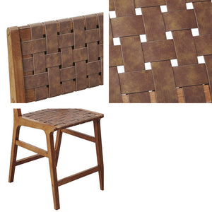 Nebuluxe Faux Leather Woven Counter Stool
