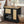 Feeding Station with 2 Lockers and Elevated Bowls - Black