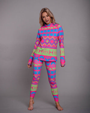 Neon Dream Women's Pink Base Layer Top - TRAPSKI
