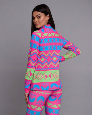 Neon Dream Women's Pink Base Layer Top - TRAPSKI