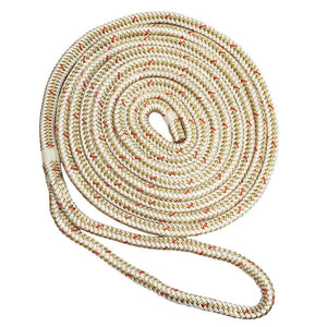 New England Ropes 5/8" Double Braid Dock Line - White/Gold w/Tracer - 25 - TRAPSKI