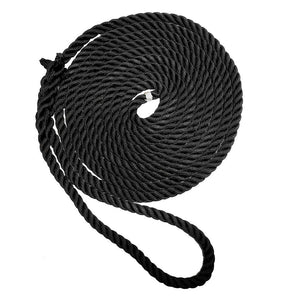 New England Ropes 5/8" Premium 3-Strand Dock Line - Black - 35 - TRAPSKI