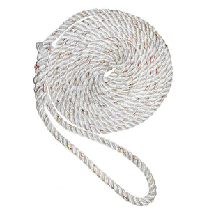 New England Ropes 5/8"Premium 3-Strand Dock Line - White w/Tracer - 50 - TRAPSKI