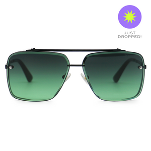 Bella - Tangle Free- Dark Green Oversized Squared Aviators