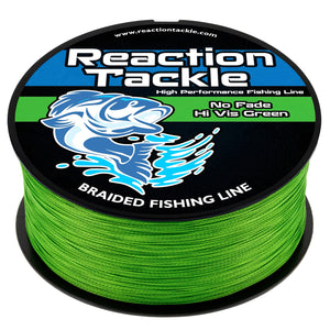 Reaction Tackle Braided Fishing Line - NO FADE Hi Vis Green