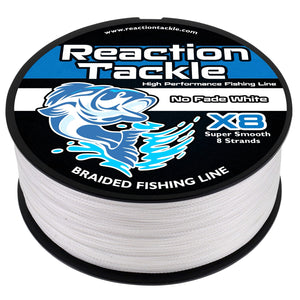 Reaction Tackle X8 Braided Fishing Line - NO FADE White 8 Strand