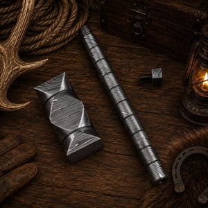 Asgard Titan Damascus Steel Hammer – Hand-Forged Collector Décor