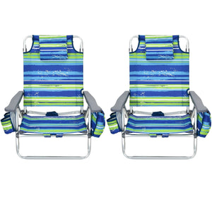 2 Pieces Folding Backpack Beach Chair with Pillow-Pink