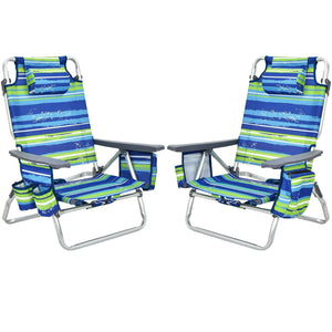 2 Pieces Folding Backpack Beach Chair with Pillow-Pink