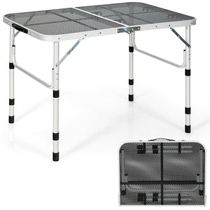 Aluminum Grill Table with Iron Mesh Top-Silver