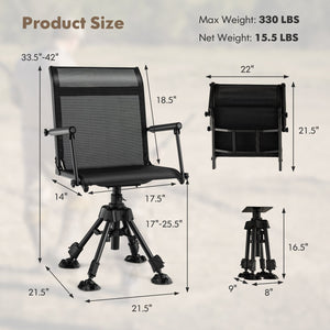 Folding Swivel Patio Chair with 4 Adjustable Leg