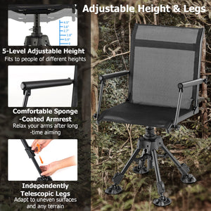 Folding Swivel Patio Chair with 4 Adjustable Leg