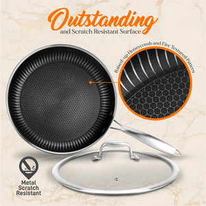 NutriChef Nonstick Tri Ply Stainless Steel Kitchen Cookware Pan Set, 6 Pieces