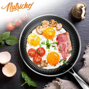 NutriChef Nonstick Tri Ply Stainless Steel Kitchen Cookware Pan Set, 6 Pieces