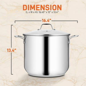 NutriChef Heavy Duty 19 Quart Stainless Steel Soup Stock Pot with Lid (2 Pack)
