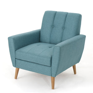 Mid Century Fabric Channel Stitch Club Chair