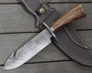 Oblivion Damascus Bowie Knife with Exotic Rosewood Handle