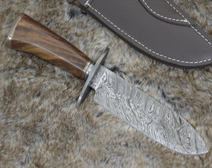 Oblivion Damascus Bowie Knife with Exotic Rosewood Handle