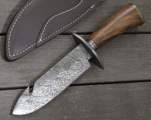 Oblivion Damascus Bowie Knife with Exotic Rosewood Handle