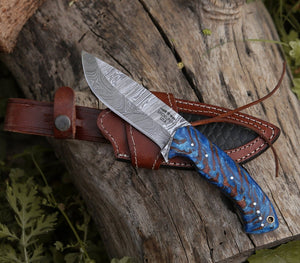 Odin Damascus Steel Knife with Pine Cone Handle