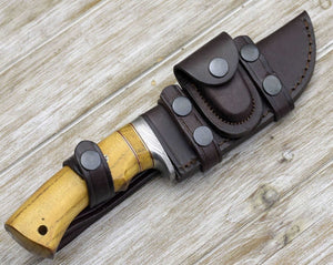 Odyssey Damascus Hunting Knife with Exotic Yellow Heart Handle