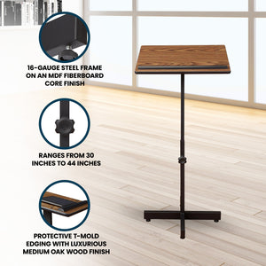 Oklahoma Sound Portable Presentation Series Adjustable Lectern Stand, Medium Oak