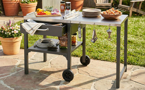 Outdoor Kitchen Cart Foldable Prep Station with Storage - Gray