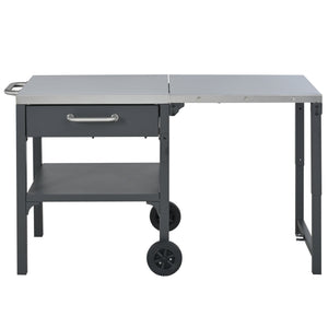 Outdoor Kitchen Cart Foldable Prep Station with Storage - Gray