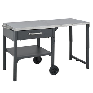 Outdoor Kitchen Cart Foldable Prep Station with Storage - Gray