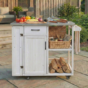 Outdoor Kitchen Island with Stainless Steel Top - Fir Wood