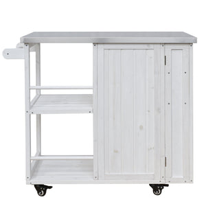 Outdoor Kitchen Island with Stainless Steel Top - Fir Wood
