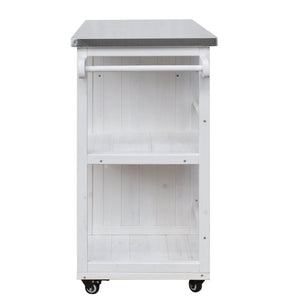 Outdoor Kitchen Island with Stainless Steel Top - Fir Wood