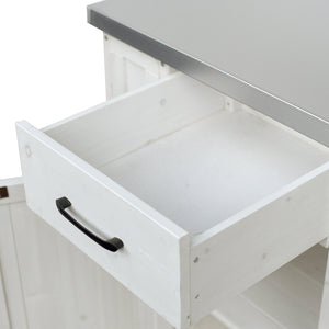 Outdoor Kitchen Island with Stainless Steel Top - Fir Wood