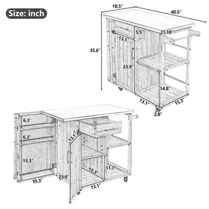 Outdoor Kitchen Island with Stainless Steel Top - Fir Wood