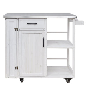 Outdoor Kitchen Island with Stainless Steel Top - Fir Wood
