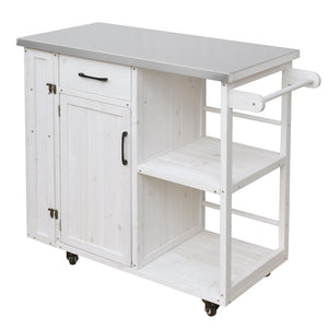 Outdoor Kitchen Island with Stainless Steel Top - Fir Wood