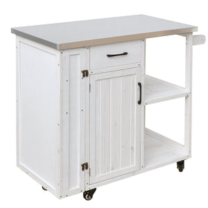 Outdoor Kitchen Island with Stainless Steel Top - Fir Wood