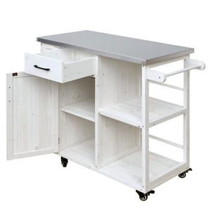 Outdoor Kitchen Island with Stainless Steel Top - Fir Wood